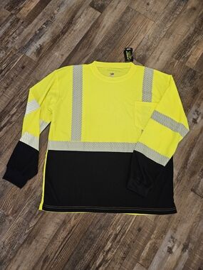 High-Visibility Yellow & Black Long Sleeve Safety Shirt
